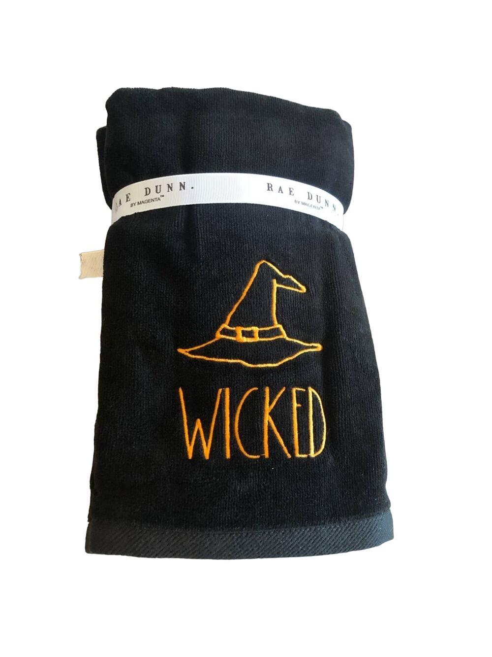 Rae Dunn Halloween Themed Wicked Black Hand Towels - Set of Two - NWT